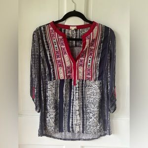 Tiny blouse Anthropologie coastal embroidery